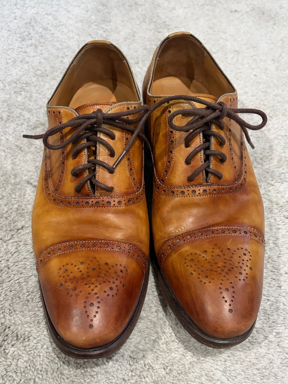 Magnanni Tan Leather Wingtip Derbys, Size 12, $950 Men’s Spain Leather Shoes